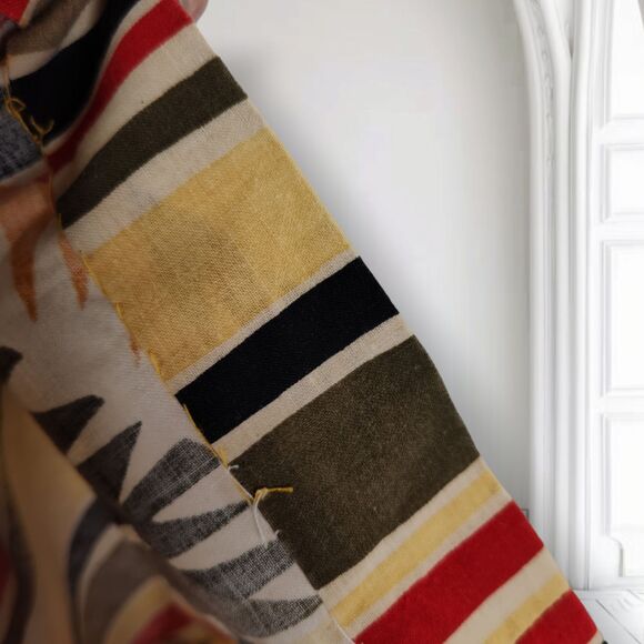 Vintage 80s Dolman Sleeve Midi Dress Size L Striped Leaf Safari Print - Picture 8 of 11